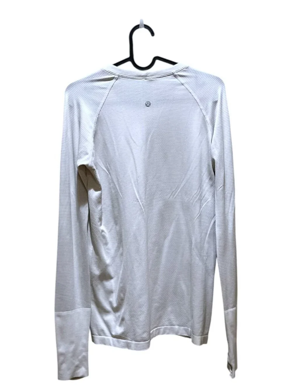 Womens Lululemon White Swiftly Long Sleeve Top Thumb Holes